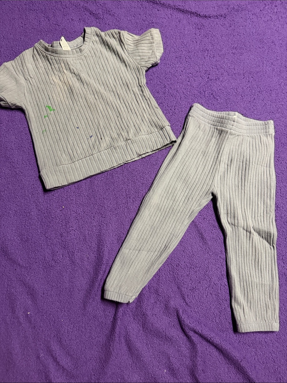 kate quinn Ribbed Leggings Set - Light Gray